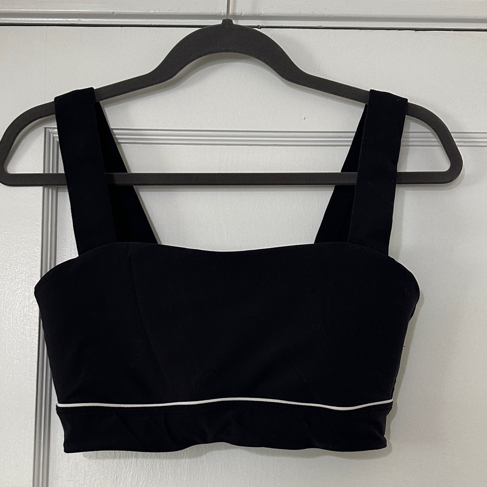 All in Motion Black Sports Bra with White Trim